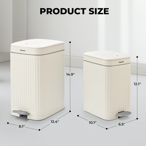 Pukomc 3 Pack Bathroom Trash Can with Lid，Small Trash Cans Bedroom，3.7 Gallon Slim Soft Close Garbage Can，Step Wastebasket Container Trash Bin for Office Bedroom Kitchen Living Room