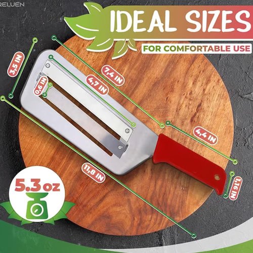 Stainless Steel Shredder Knife, 2025 Upgraded Cabbage Shredder, Dual Blade Julienne Cutter for Slicing, Grating & Shredding - Perfect for Sauerkraut, Coleslaw, Vegetables with Hook(Black+Red)