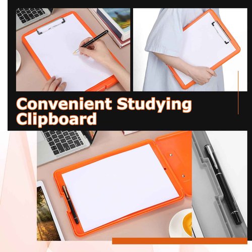 6 Pieces Clipboard with Storage 9.5 x 13.5'' Plastic Nursing Clip Boards with Pen Holder High Foldable Binder Folder Paper Organizer for Nurses Teachers Back to School Office Supplies(Macaron Color)