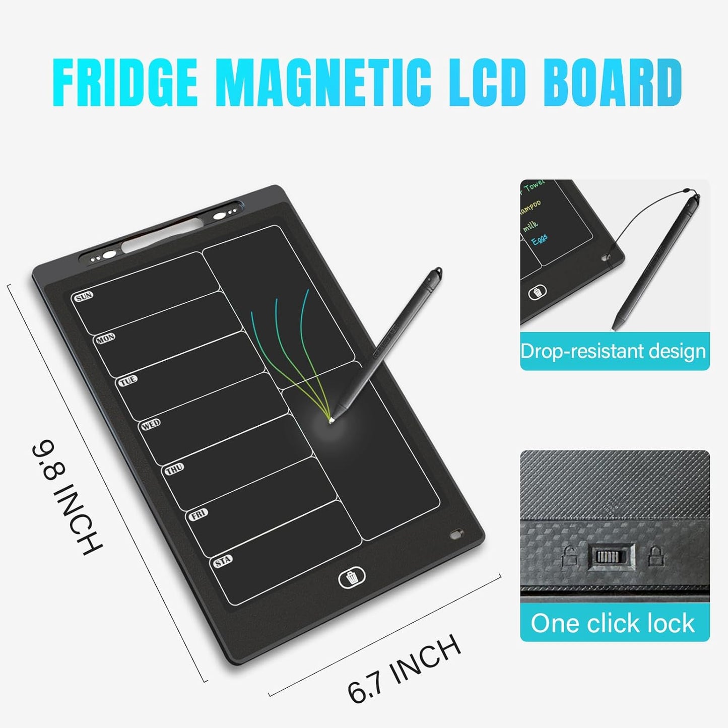 Skiennix Magnetic Weekly Chore Chart - Dry Erase To-Do List for Fridge | 9.8” x 6.7” Meal Planner