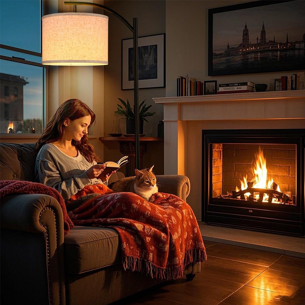 Skiennix Floor Lamp - Stylish Standing Lamp with Linen Shade for Home Décor | Bulb Included