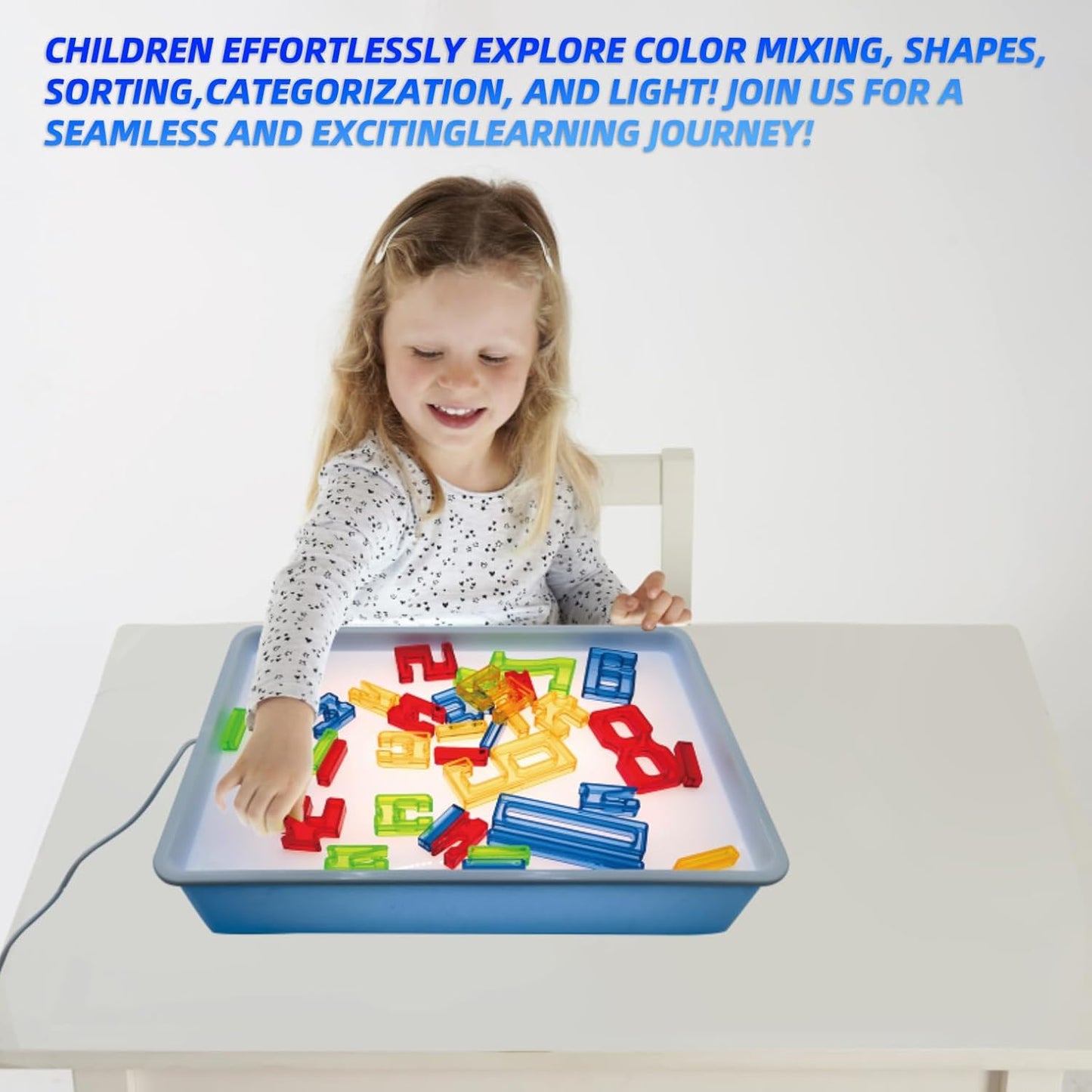 Skiennix STEM and Creativity Set - 3D Geometric Shapes with LED Light Table for Kids | 16" Pink