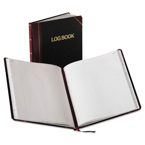 Boorum & Pease Log Book with Black/Red Covers, Record Rule, 10-3/8 x 8-1/8, 150 Pages (G21-150-R), White