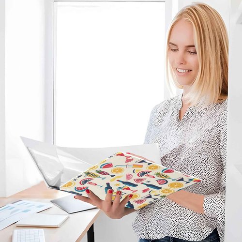 3 Ring Binders Fun Cute Beach Bar Icons 1.5in Binder Round Rings Holds 200 Sheets with Interior Clear Pockets Clipboard for Office School Work,2 Pack