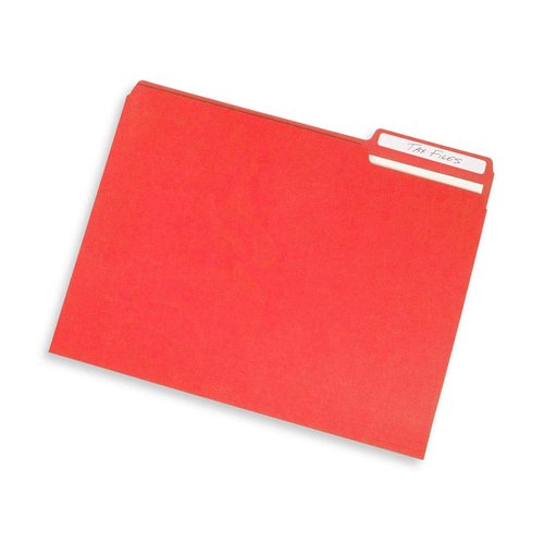 Blue Summit Supplies Red File Folders - Letter Size, 1/3 Cut Tabs, Durable 11pt Paper, Uncoated Red, Office & Home Organization