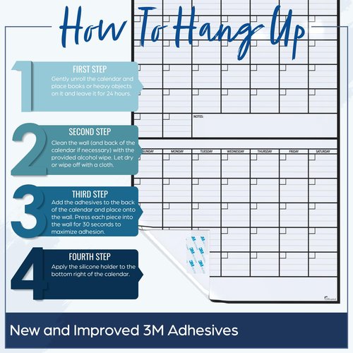 3 Month Dry Erase Calendar for Wall, 40x17, 3 Month Wall Calendar Dry Erase, Big White Board for Office, Home & School, Giant Erasable Whiteboard, Jumbo Monthly Undated Reusable White Board Planner