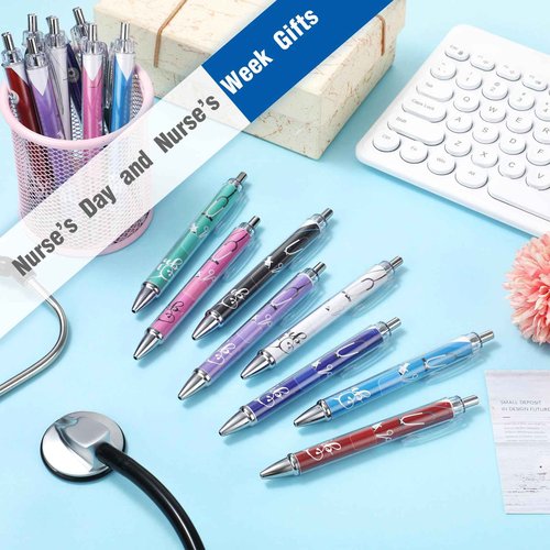 Jetec 120 Pcs Nurse Pen bulk Nurse Appreciation Gifts Nursing Ball Point Pens Retractable Nurse Week Ink Pens Funny Press Pen for Medical Assistants Students Workers Office 1.0 mm Black Ink(Stylish)