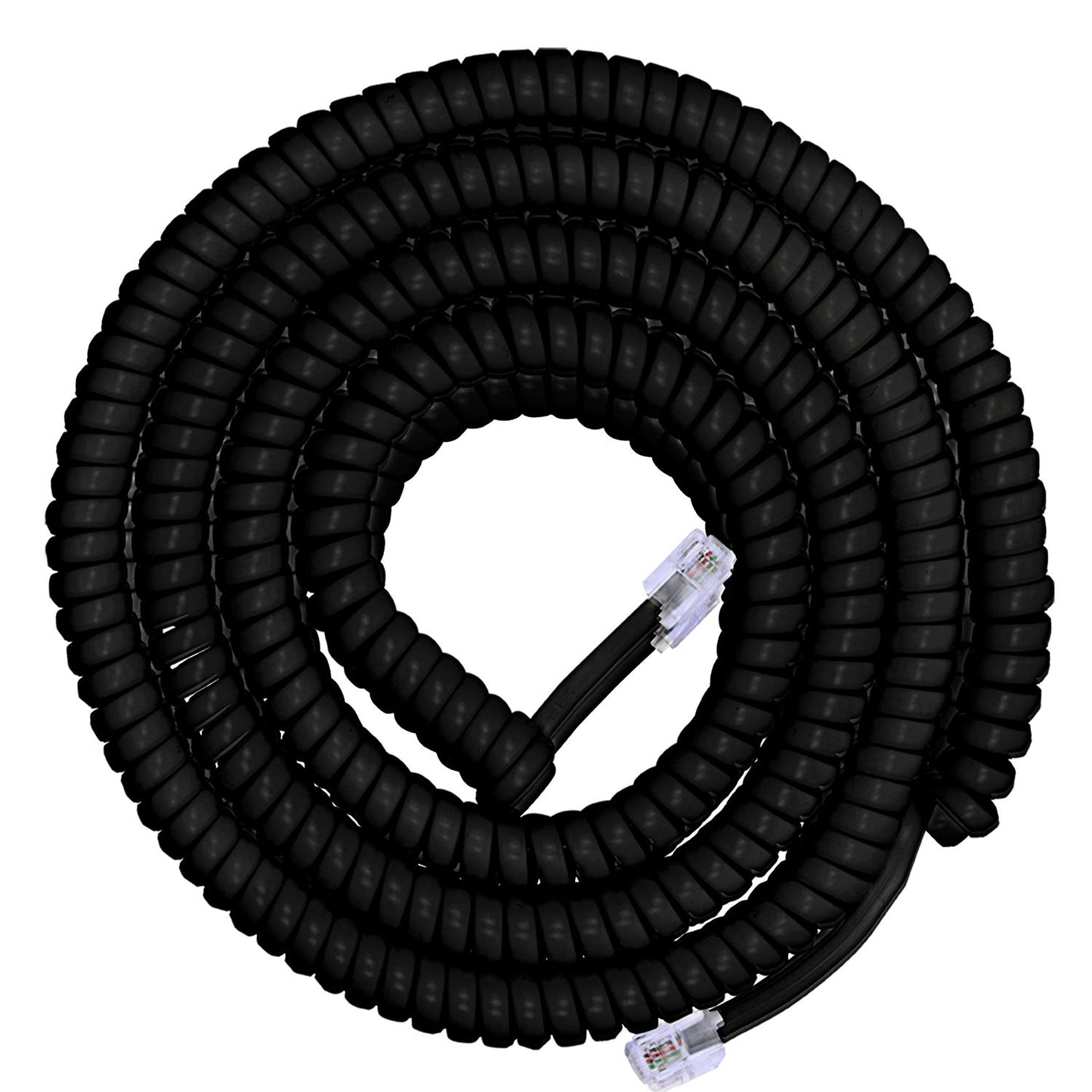 Power Gear Coiled Telephone Cord, 4 Pack, 4 Feet Coiled, 25 Feet Uncoiled, Phone Cord works with All Corded Landline Phones, For Use in Home or Office, Black, 46082