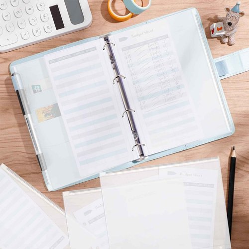 60 Pieces 4 Ring Binder Zipper Pouch 4 Holes Clear Poly Zip Envelopes Waterproof PVC Zipper Folders Binder Pouch Filing Bags for School Office Travel Storage Document Letter Size Supplies (A4 Size)