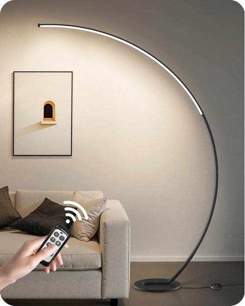 Skiennix 75-Inch Dimmable LED Arc Floor Lamp - Remote Control & 3 Color Temperatures | Modern Design for Living Room & Bedroom
