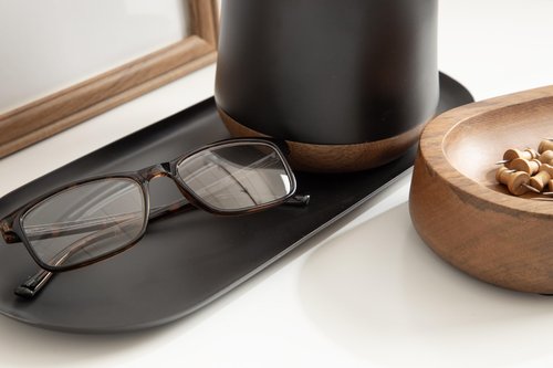 Kate and Laurel Koni Modern Three-Piece Tabletop Organization Set, 12 x 6 x 5, Walnut Brown and Black, Wood and Metal Organizational Set for Home Office or Entryway Decor