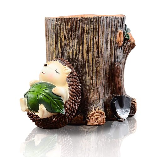Lependor Cute Hedgehog Desk Pen Pencil Pot Holder Toothbrush Holder Resin Desktop Organizer Container Stationery Storage Office Desk Decoration Study Bookshelf Decor - Rest