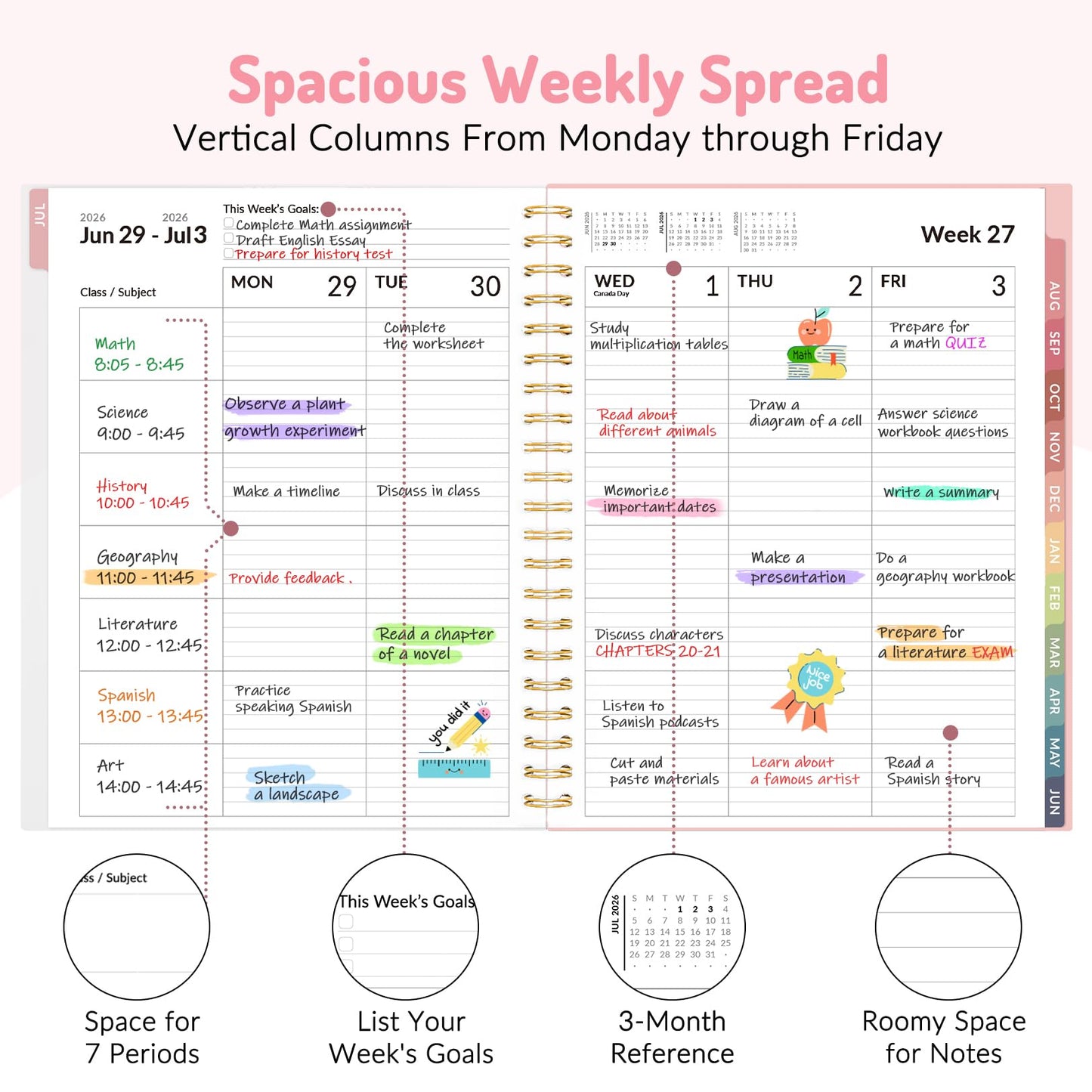 Teacher Planner 2026-2027, Forvencer Academic Planner 2026-2027, Jul 2026 - Jun 2027, 8.5"x11", Weekly & Monthly Planning Book with 7 Periods, School Agenda for Teacher Student, A4, Purple