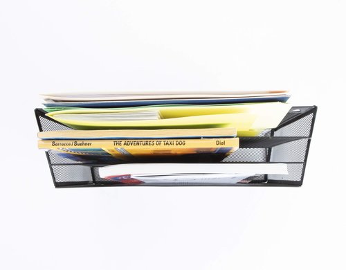 Mind Reader Vertical File Storage, Desktop Organizer, Wall Mount, Office, Metal Mesh, 12.5" L x 3.75" W x 11.5" H, Black