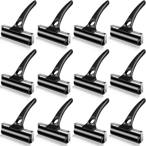 Frienda 12 Pcs 4.7 Inches Rubber Roller Black Rubber Brayer Ink Roller for Gluing Printing Inking Block Paper Crafting Press Printmaking Wallpaper Stamping Scrapbooks