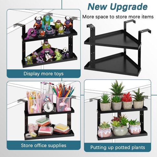 Olpchee Office Cubicle Shelf Cubicle Storage Organizer Cubicle Accessories Height Adjustable Cubicle Corner Shelf with Adjustable Hooks