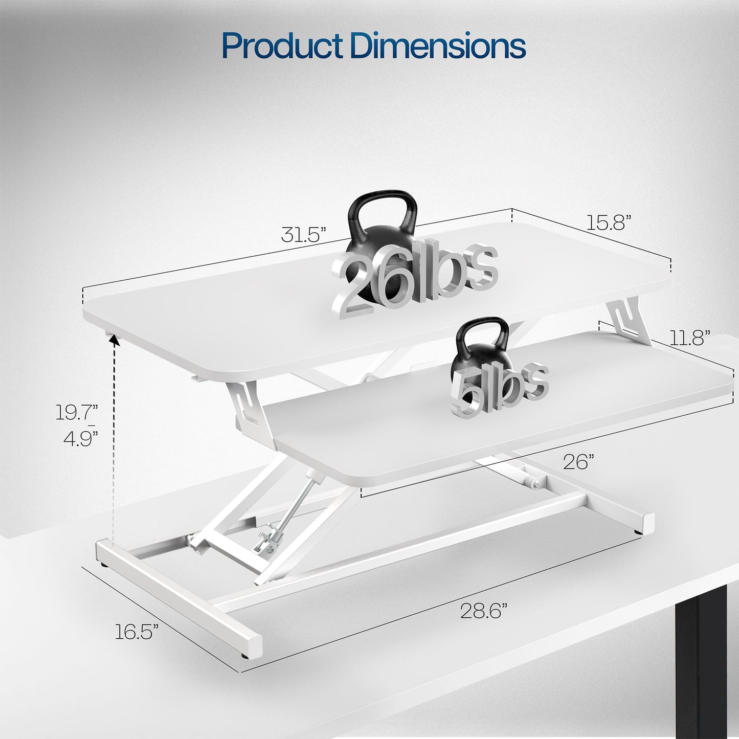 VIVO White 32 inch Stand Up Desk Riser, DESK-V000SW