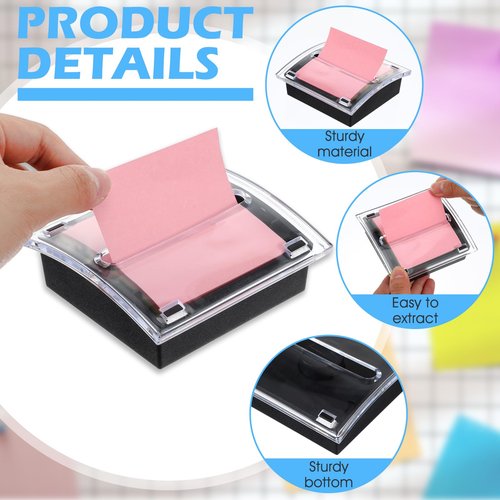 5 PCS Pop up Sticky Notes Dispenser, 3 X 3 in Sticky Note Holder Dispenser Clear Top Black Base, Pop up Notes Dispensers for Desk Office Home Shop School Supplies Gift
