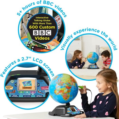 LeapFrog Magic Adventures Globe - Interactive Educational Globe for Kids | 2.7-Inch LCD Screen, Games & Activities for Ages 5+