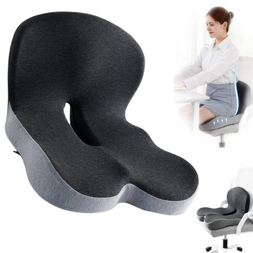 Reenly Back and Seat Cushion, 2025 Upgraded Reenly Car & Trucker Seat Cushion, L-Shaped Non Slip Memory Foam Seat Skin with Back Lumbar Support, Sciatica Relief for Driver Long Drives (Black)