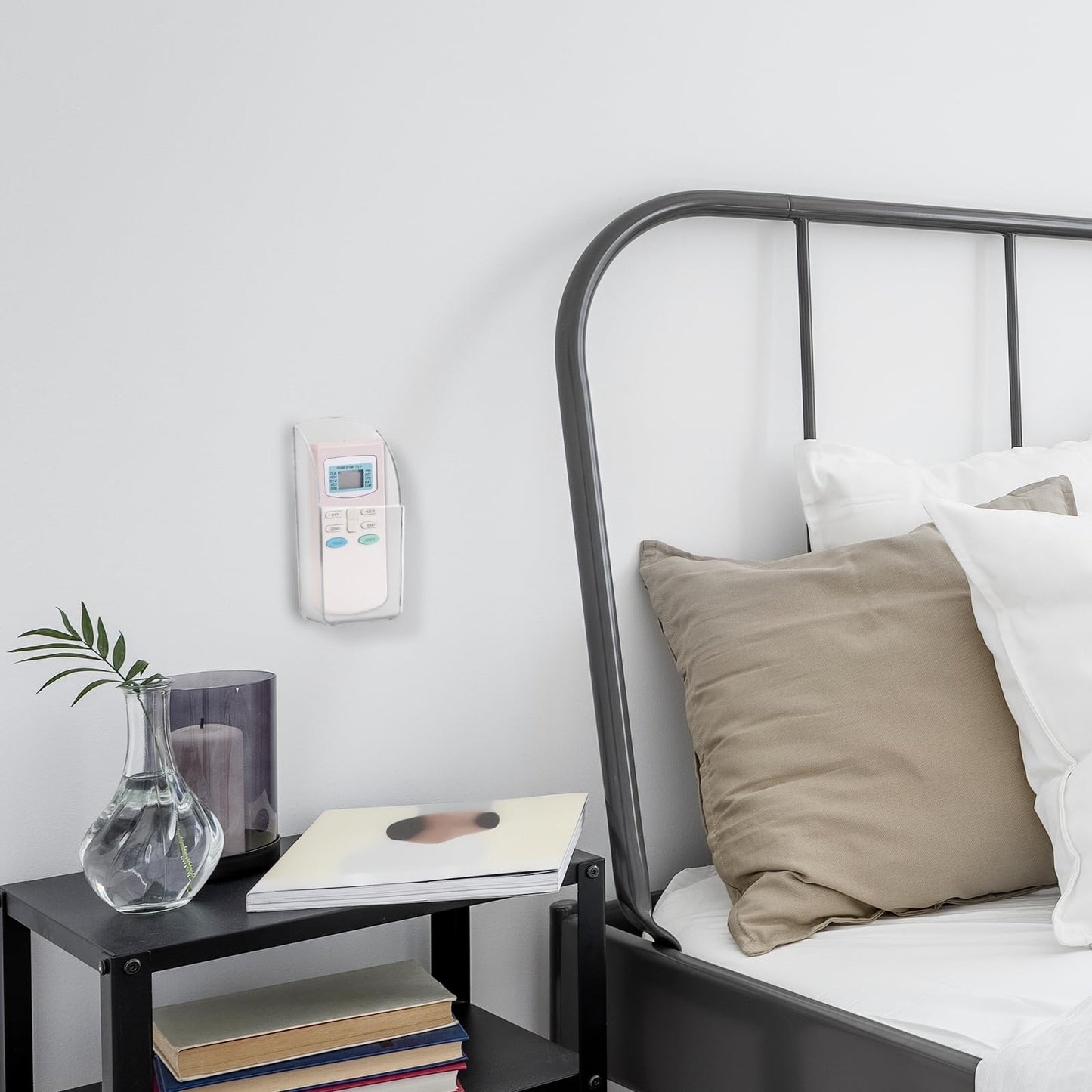 4 PCS Plastic Remote Control Holder Clear Wall Mount Media Organizer Single Compartment Pen Holder for Wall Pencil Holder TV Remote Holder Wall Mount Storage Box for File Makeup Marker Brush Phone