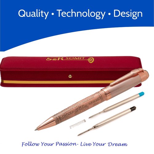 S&R Somit Fancy Pen Bundle of Golden Rose and Red Gold with Gift Boxes Valuable Luxury Pen for Business and Office, Executive Gift - Special Engraving & Led Decorative Box