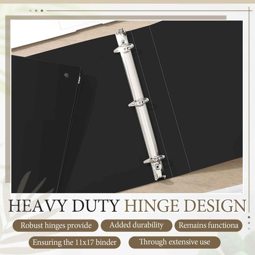Humyoun 4 Pcs 11 x 17 Inch 3 Ring Binders 1 Inch Rings Heavy Duty View Plastic Flexible D Ring Binders Economy Holds 11" x 17" Paper for Artwork Blueprints, Office, Home, Work Places(Black)