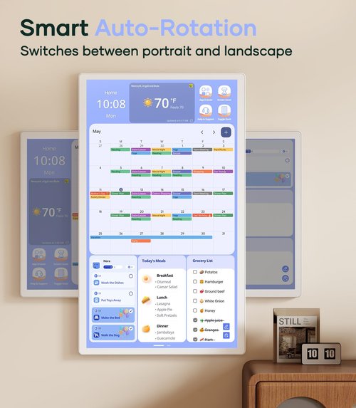 Cozyla 32 Inch Digital Calendar Wall Touch Screen Chore Chart To Do List Notepad Electronic Smart Calendar Digital for Family Meal Planner Support All App Via App Store Android Tablet Wall Mount White