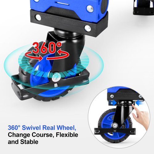 330LB Folding Hand Truck Moving Dolly, Hand Trucks Heavy Duty Combination of 4 Wheels and 2 Wheels Convertible Dolly Cart with Retractable Handle Dolly for Moving Office Carts(Blue)