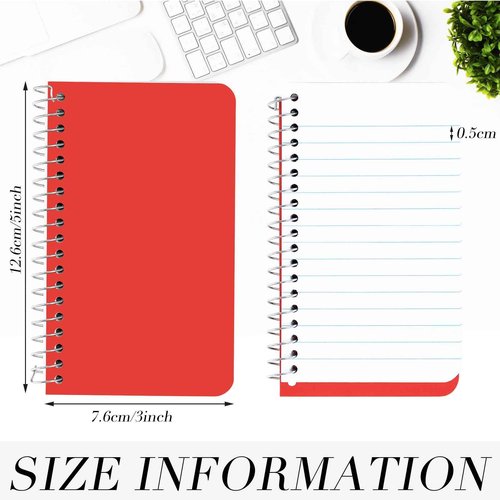 Leinuosen 100 Pack Mini Spiral Notebooks 3'' x 5'' Bulk Small Pocket Memo Pad 75 Sheets for College Ruled Office Home Business Work(Bright,Side Spiral)