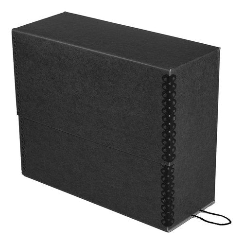 Lineco Archival Document Storage Box with Metal Edge, Acid-Free Black Boxboard, Organize and Store Files, Prints, Photos, Jumbo-Sized Case 15.5" x 12.5" x 5" Wide, Pack of 2
