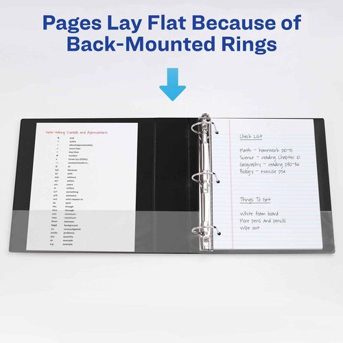 Avery Heavy-Duty View 3 Ring Binder, 2" One Touch Slant Rings, Holds 8.5" x 11" Paper, 4 Black Binders (79872)