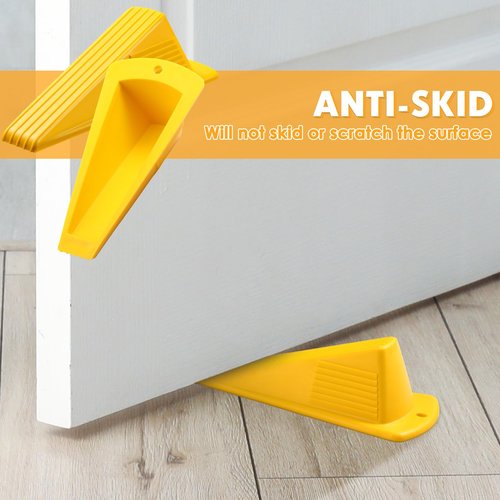 Frienda 12 Pcs Jumbo Door Stoppers Heavy Duty Door Stopper Tall up to 2inch Tall Wedge TPR Large Wedge Stackable Big Rubber Doorstop for Hotel Carpet Hardwood Concrete and Tile (Yellow)