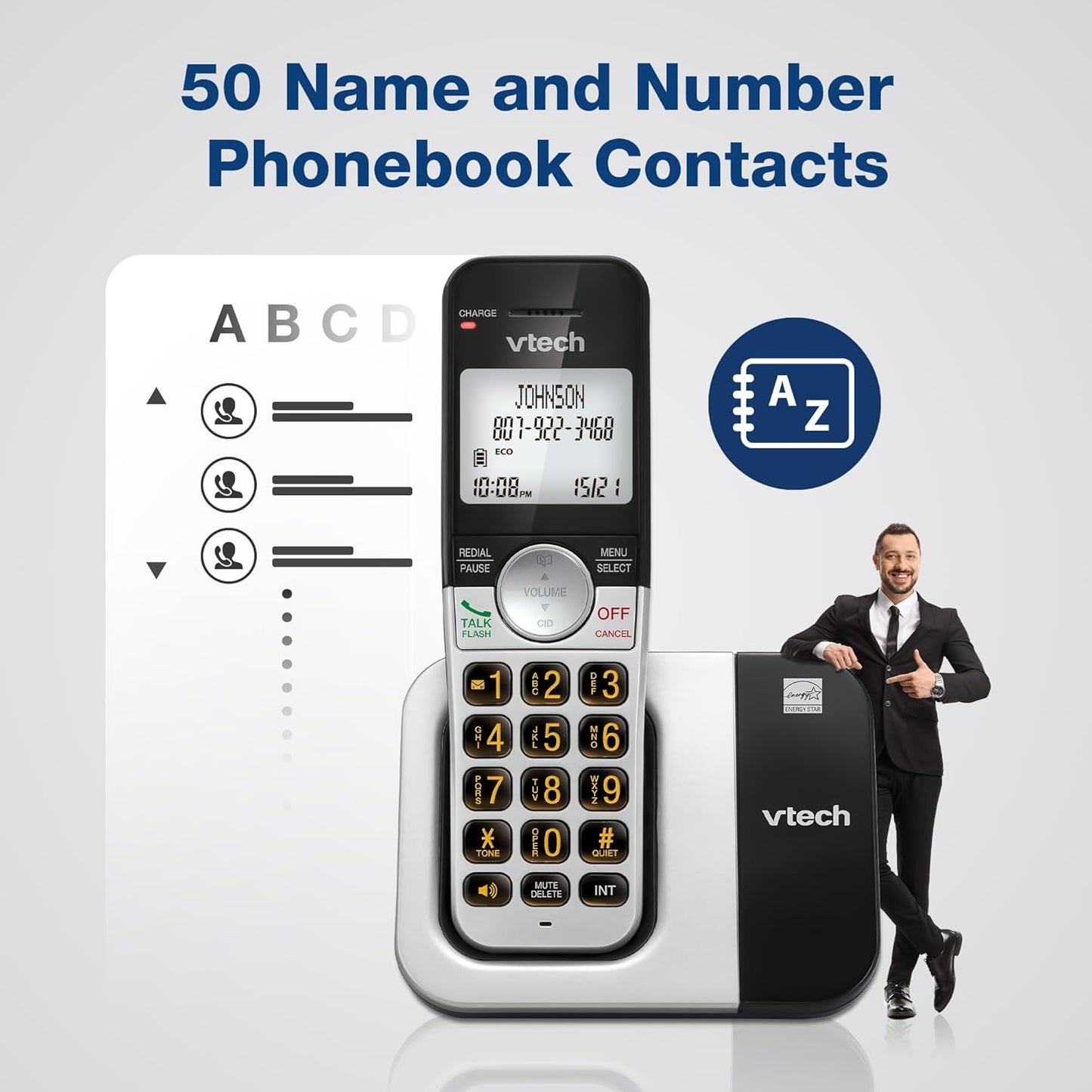 VTech Cordless Phone - 2-Handset System with Large Display & Big Buttons | DECT 6.0, Caller ID, Full Duplex Speakerphone