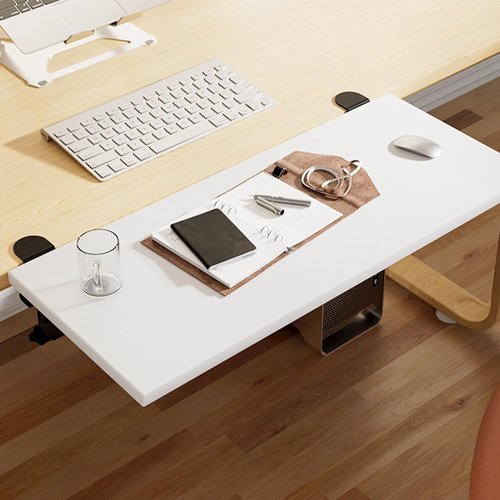Desk Extender 24‘’ x 12 Inch Foldable Table Extension Folding Wall Table Keyboard Extender for Desk Clamp-on Shelf for Dorm Bunk, Office, Kitchen Bar, RV Countertop, Laundry Room (White)
