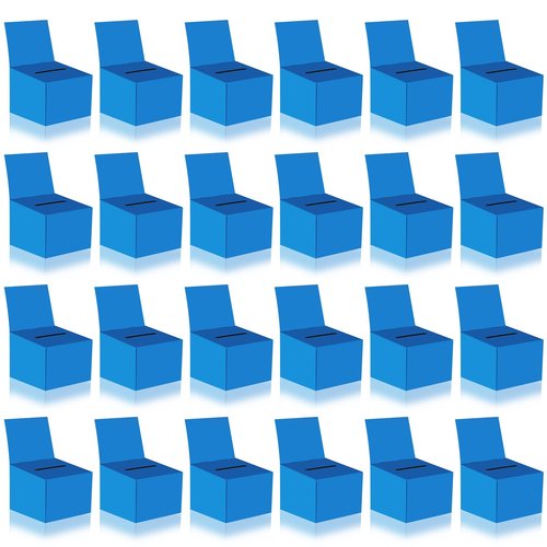 24 Pcs Raffle Boxes Cardboard Box with Slot for Ticket and Removable Header, 6.5 x 4.5 x 4.5 Inch Ballot Box Donation Box Charity Box for Collecting Business Card Voting Contest(Blue, 24 PCS)