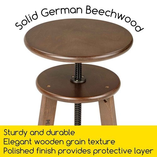 MEEDEN Walnut Drafting Stool with Solid Beech Wood, Height Adjustable Artist Studio Stool, Bar Stool, Office & Kitchen Stool, Perfect for Studio, Home Use, Bars