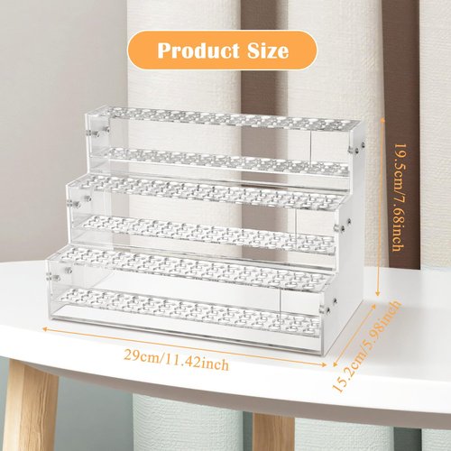 YWJLQH Makeup Paint & Brush Organizer Rack Pen Display Stand, Multi-Level Plastic Organization Rack Pencil Holder, Clear Pen Display Holder 3 Layer 144 Holes for Craft Shows