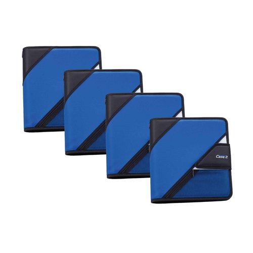 Case-It Open Tab Velcro Closure 2-Inch Binder, 5-Color Tabbed Expanding File, S-826-A Midnight Blue, 4 Pack