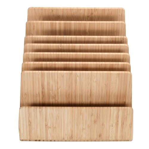 MobileVision Bamboo Device Organizer for Smartphones, Tablets and Laptops, 7 Slots With Extra Wide Slots for Laptops