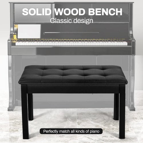 DEARJAG Piano Chair with Storage Piano Stool and Upholstery Wooden Keyboard Piano Duet Seat, Waterproof and Non-Slip, Black