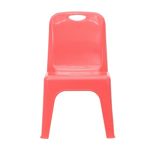 Flash Furniture Whitney 4 Pack Red Plastic Stackable School Chair with Carrying Handle and 11'' Seat Height