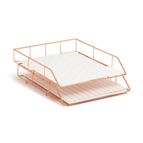 U Brands Desktop Fashion Filing Set, Desktop Organizer, Wire Metal, Rose Gold, 10 Pieces