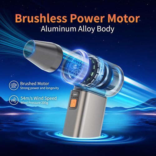 Compressed Air Duster - Stepless Speed Electric Air Blower with Brushless Motor | 120,000 RPM Keyboard Cleaner