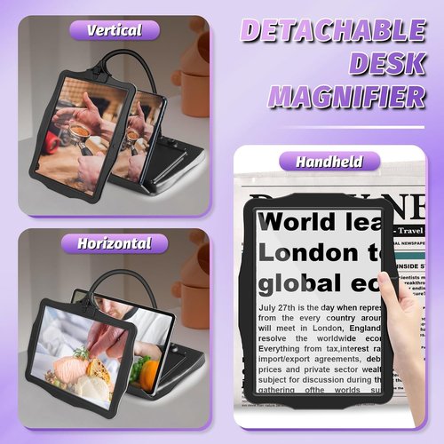 Skiennix 5X Rechargeable Magnifying Glass - LED Light & Flexible Gooseneck Stand | Ideal for Reading, Crafts & DIY