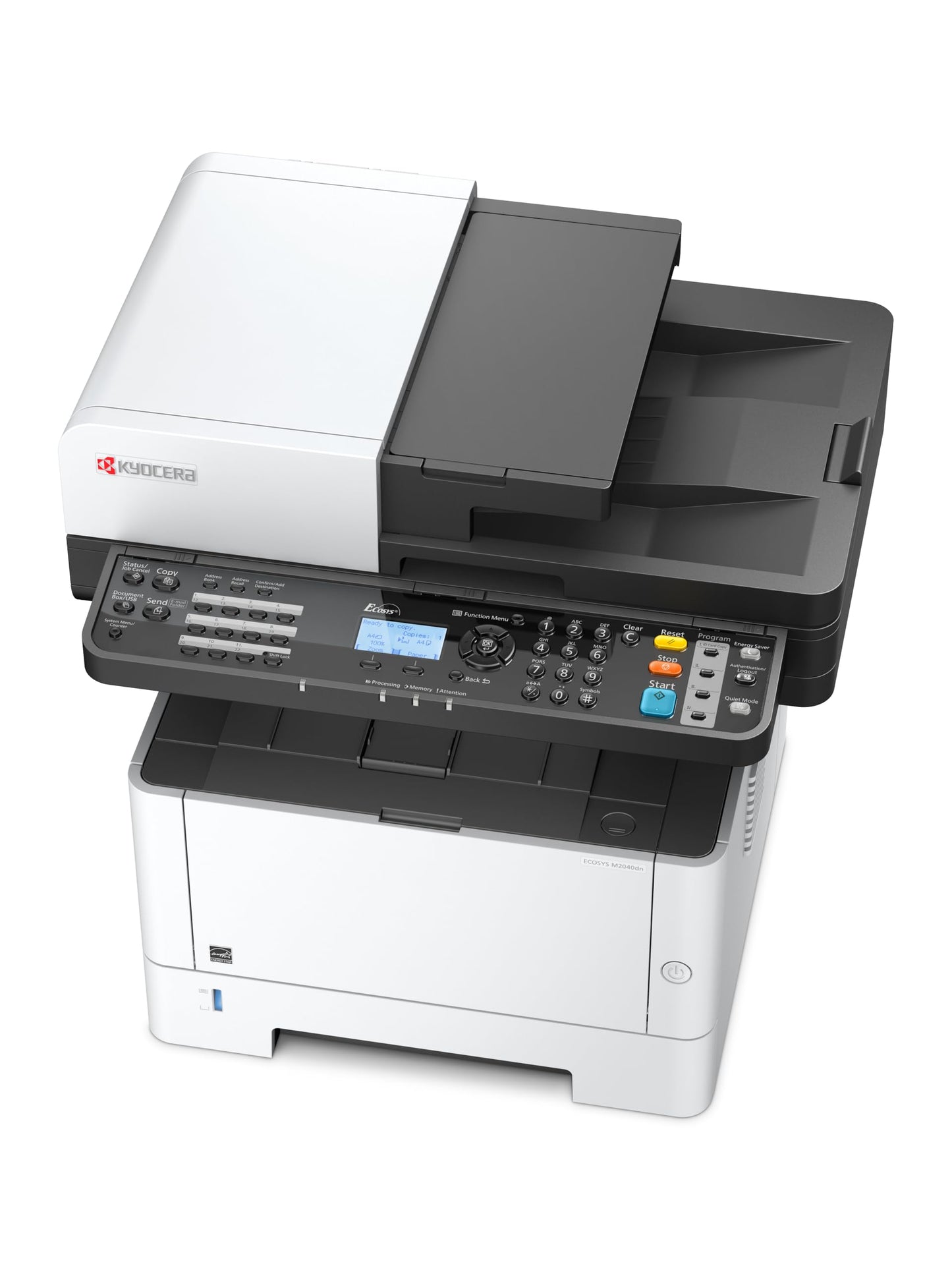Kyocera ECOSYS M2040dn Monochrome Multifunctional Laser Printer (Print/Copy/Scan), 42ppm, Up to Fine 1200 dpi, Duplex, Mobile Print, 5 Line LCD Screen w/Hard Key Panel, Gigabit Ethernet, USB, 512 MB
