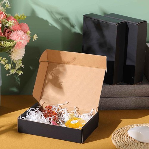 Qilery 100 Pcs Shipping Boxes Cardboard Gift Corrugated Cardboard Boxes Mailer Packaging for Mailing Small Business Present (9 x 6 x 2 Inches,Black)