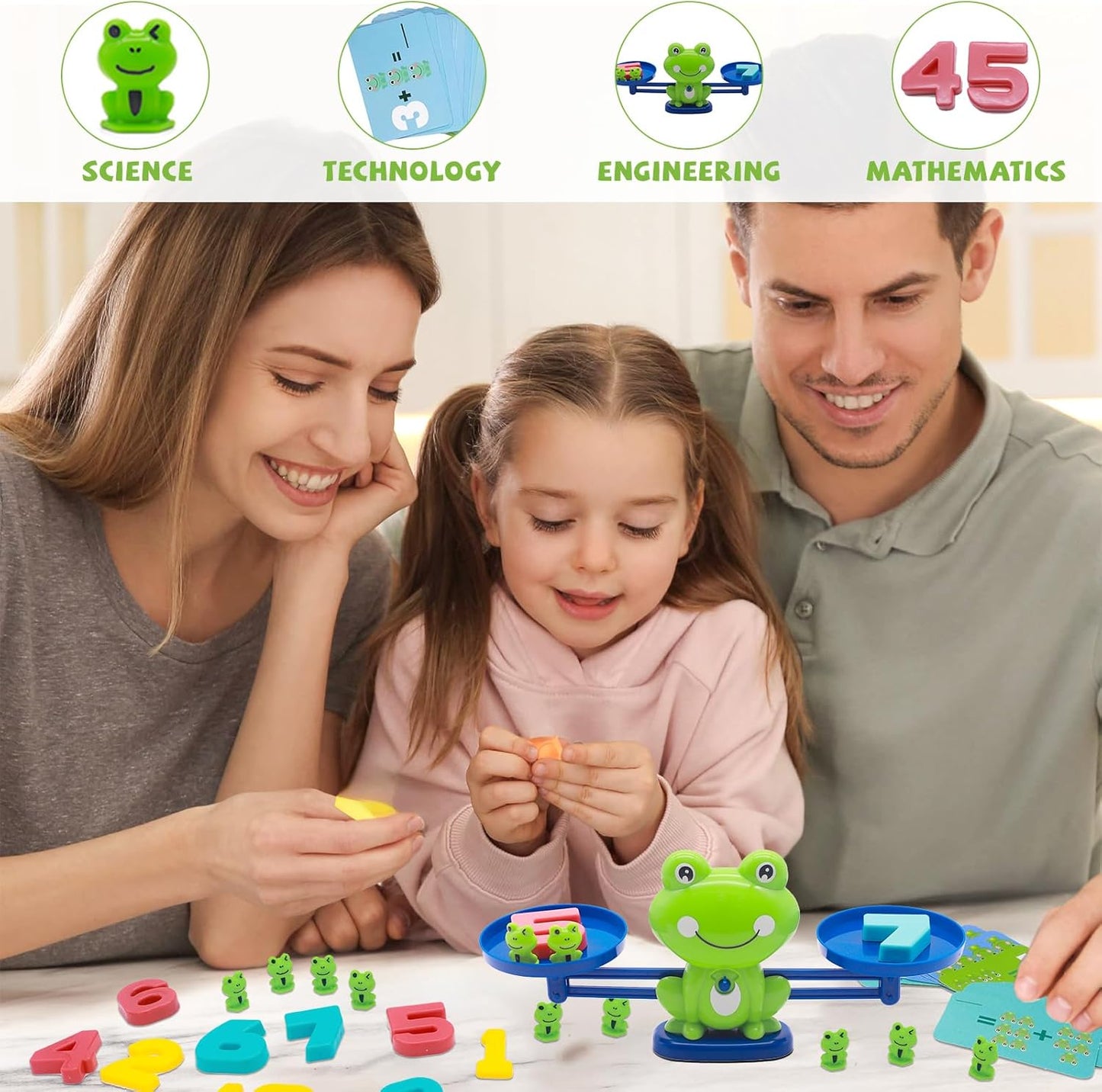 Snugzy Frog Balance Counting Toys - Engaging Math Learning Games for Kids | 93 PCS STEM Educational Set for Ages 3+