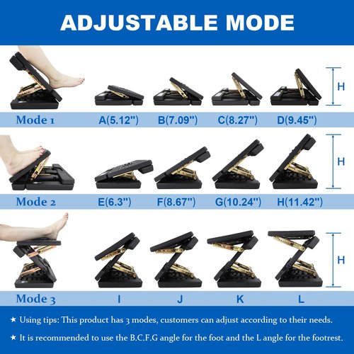 Arejonner Foldable Foot Rest, Computer Foot Rest Under Desk, 12Modes Adjustable Ergonomic for Office, Loading Capacity 80 pounds, Removable Soft Cloth Pad, Yellow