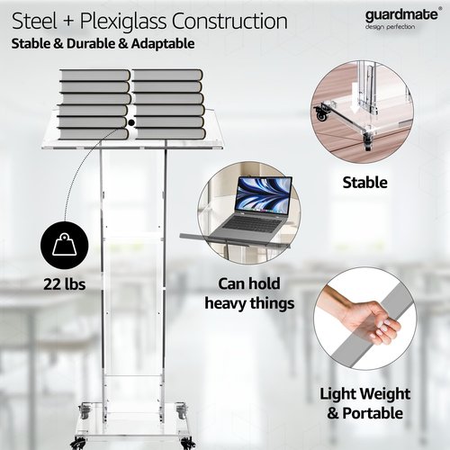 GuardMate Acrylic Podium Pulpit Stand | Modern Deisgn Portable Classroom Lectuern | Professional Use | Conference Church Speeches Weddings Events Presentation (Ultra Clear, 49' Tall)